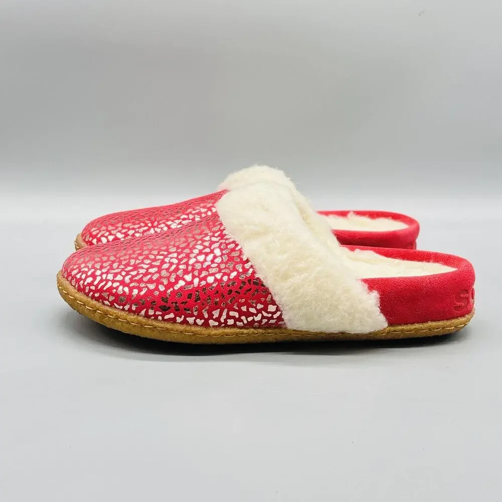 Sorel Shoes Kids Girls 3 Pink Faux Fur Lined Slip On Clog Cozy House Slippers